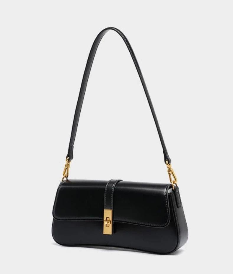 Lindi | Elegante Baguette-Ledertasche mit Schloss