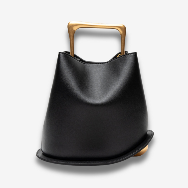 Jinja | Skulpturale Ledertasche mit Metallgriff