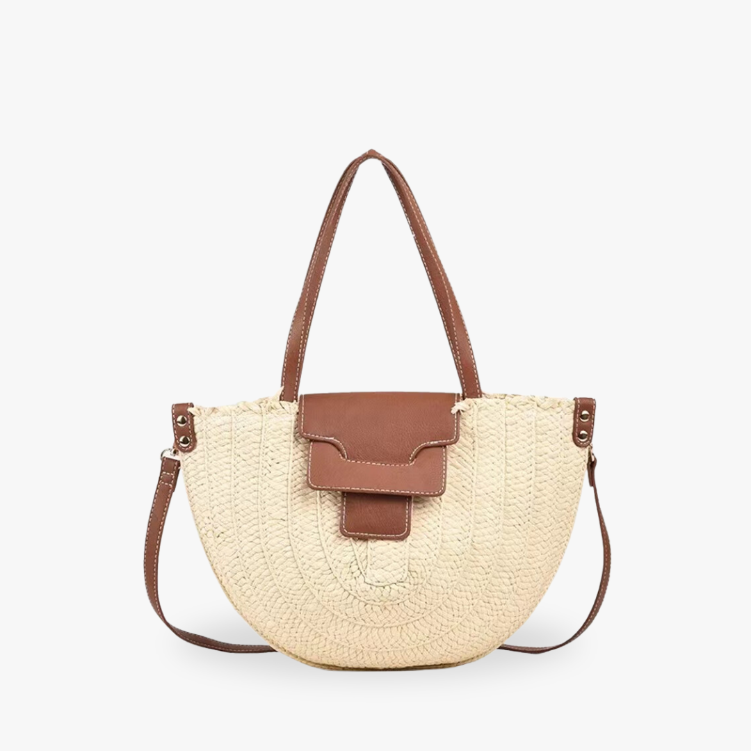 Denver | Stroh‑Tote mit Lederdetails