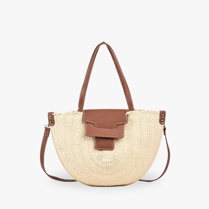 Denver | Stroh‑Tote mit Lederdetails
