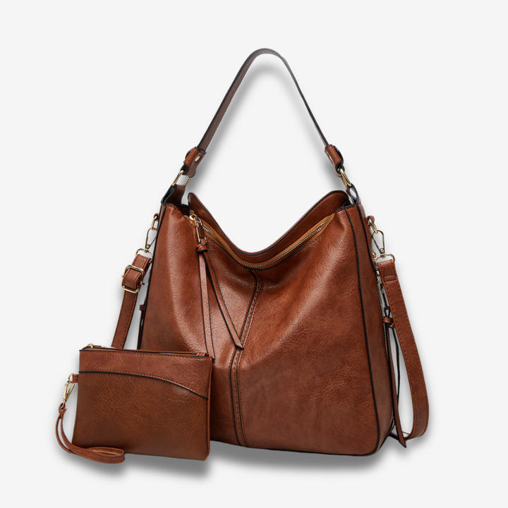 Nouméa | Große Lederhandtasche mit Seitentaschen