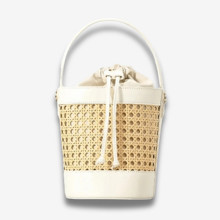 Agadir | Rattan‑Bucket‑Bag aus Leder