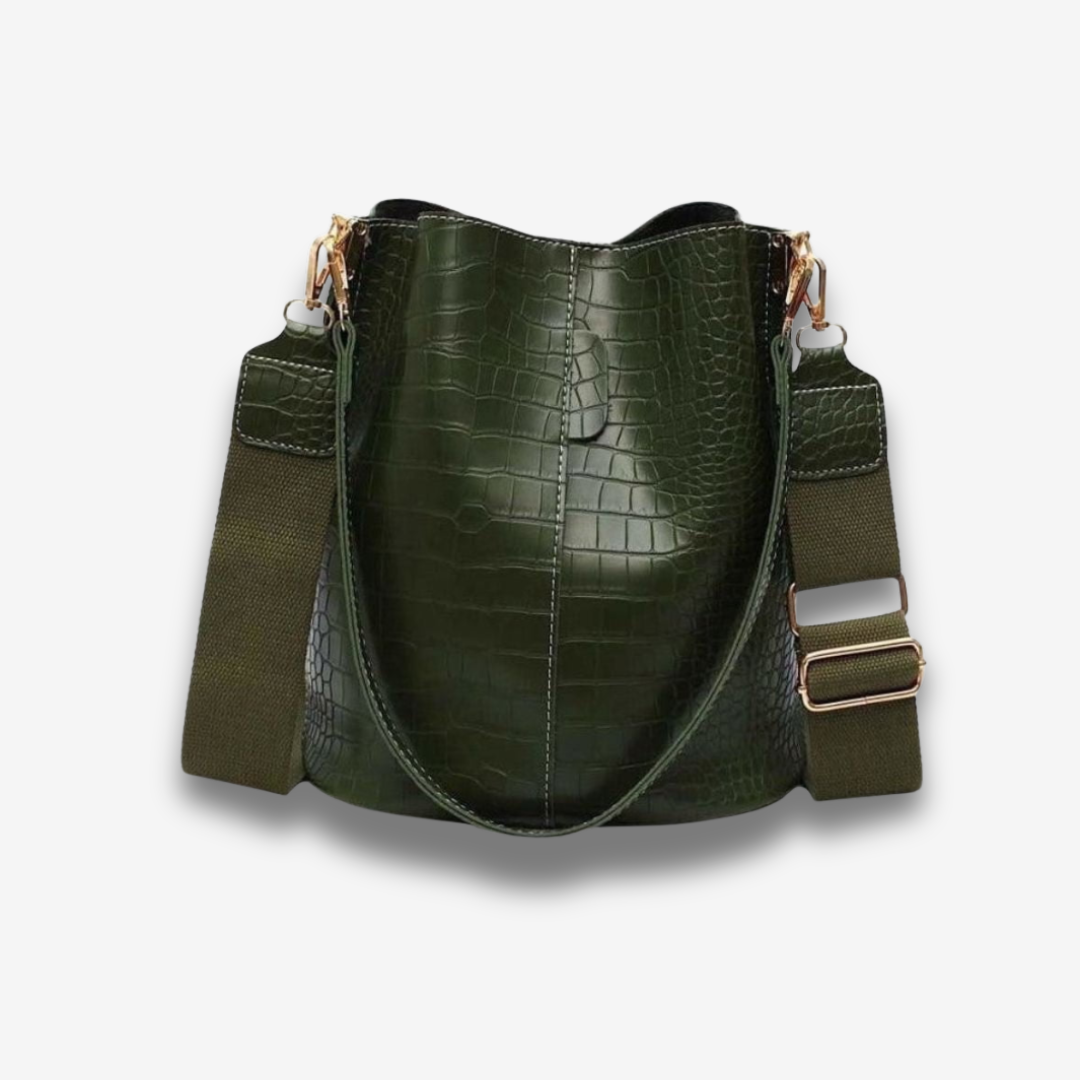 Amritsar | Croc‑Bucket Bag mit breitem Riemen