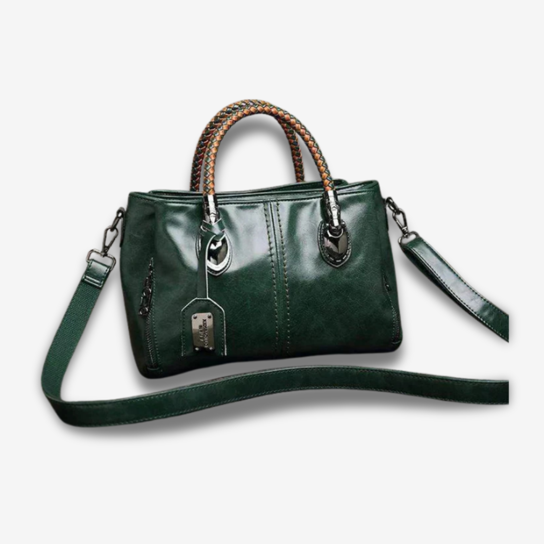 Hamamatsu | Klassische Ledertasche mit Flechtdetails