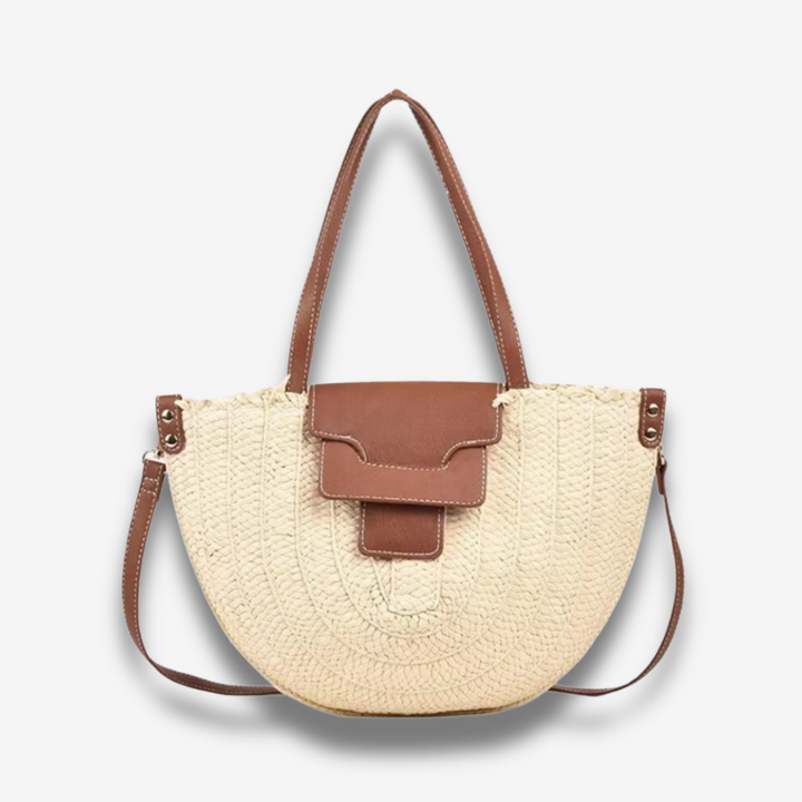 Denver | Stroh‑Tote mit Lederdetails