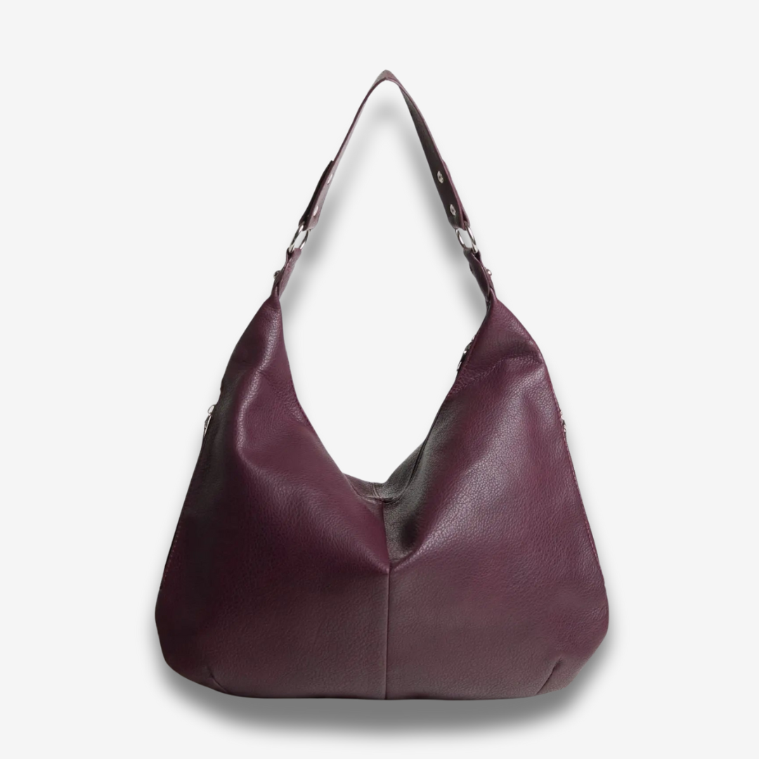 Teresina | Schlichte schwarze Leder‑Hobo‑Bag