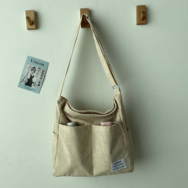 Wiesbaden | Klassische Canvas Cord Schultertasche