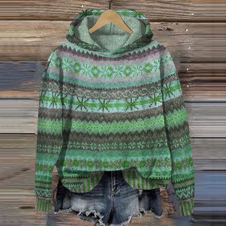 Alveris | Warme Strick-Hoodie mit Norwegermuster
