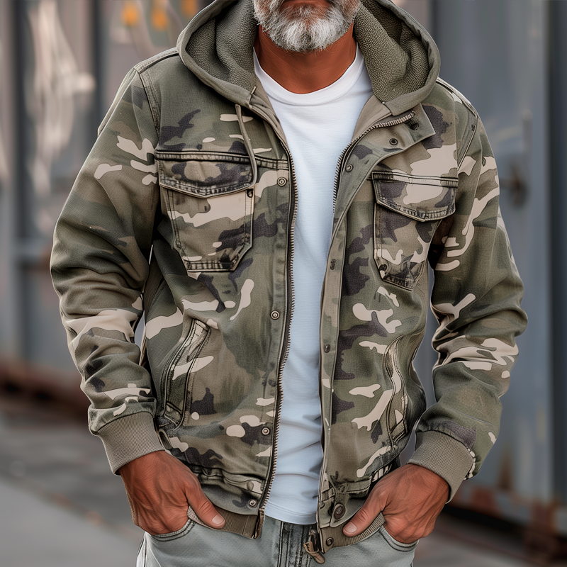 Camelo | Tarnfarbene Cargo Jacke mit Kapuze