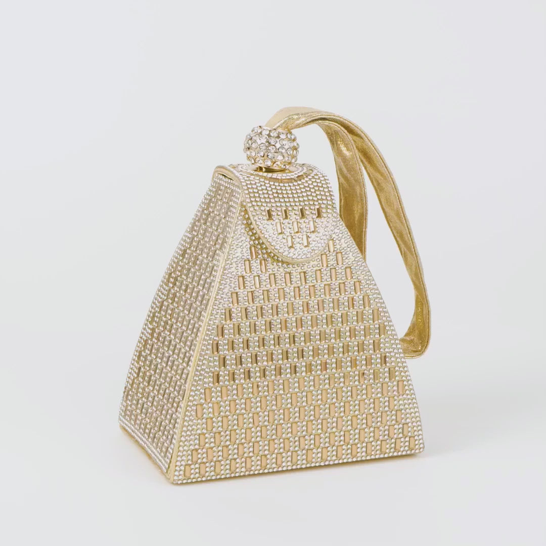 Hebron | goldene Kristall Pyramid Clutch
