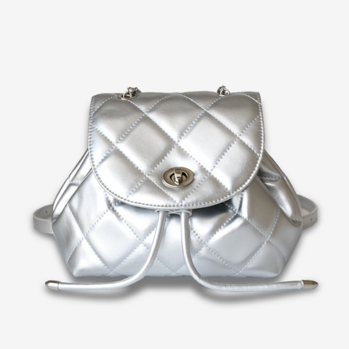 Hadera | silberner Stepp-Rucksack im Metallic-Look