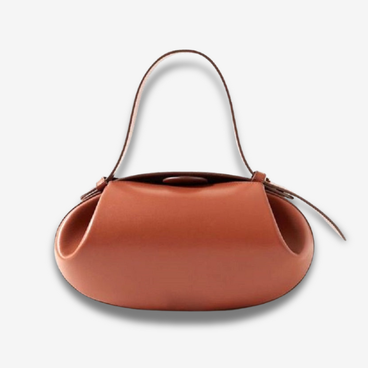 Varna | Skulpturale braune Schultertasche