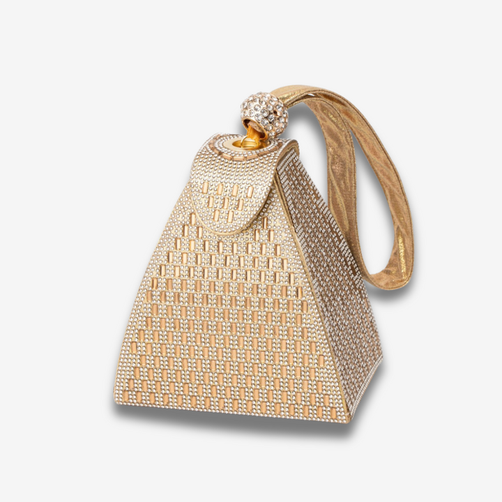 Hebron | goldene Kristall Pyramid Clutch