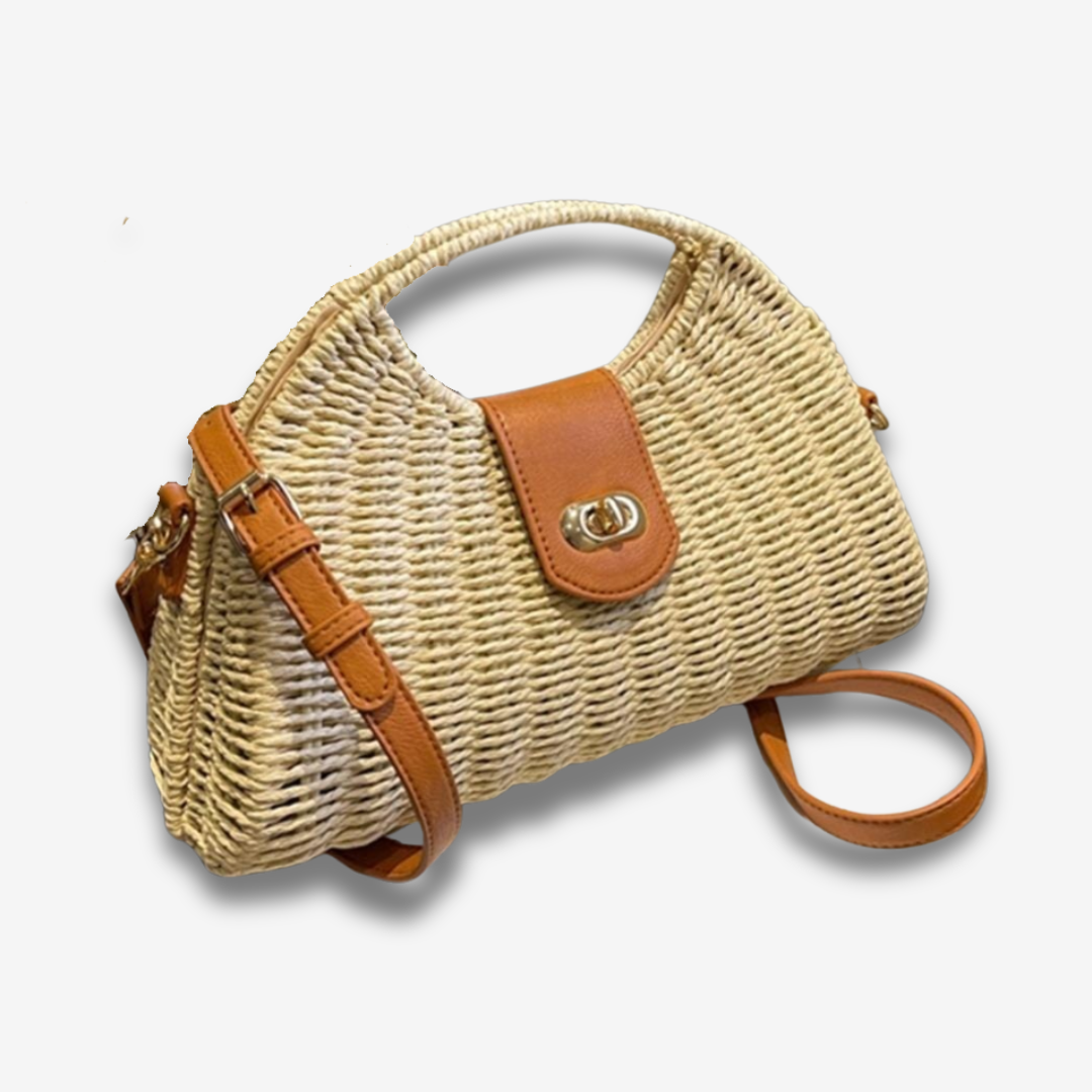 Lissabon | Handgewebte Strohtasche für Damen