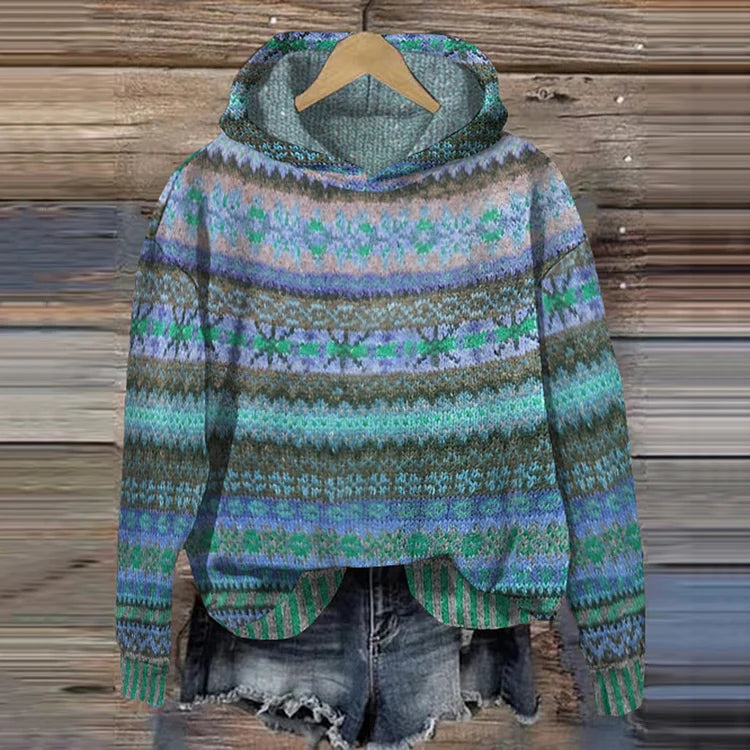 Alveris | Warme Strick-Hoodie mit Norwegermuster