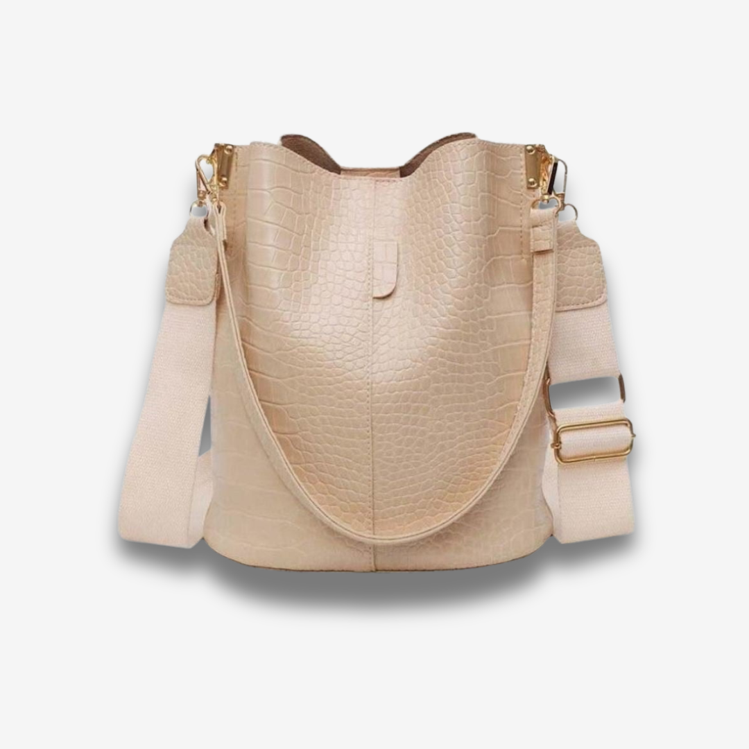 Amritsar | Croc‑Bucket Bag mit breitem Riemen