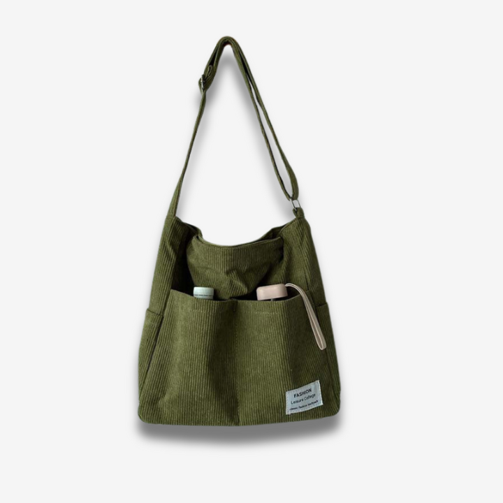 Wiesbaden | Klassische Canvas Cord Schultertasche