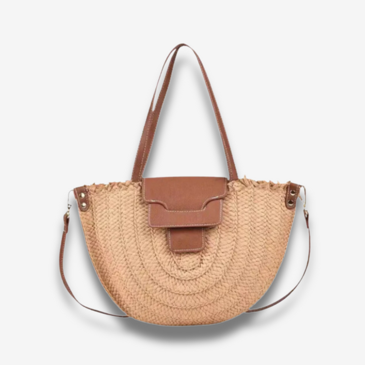 Denver | Stroh‑Tote mit Lederdetails