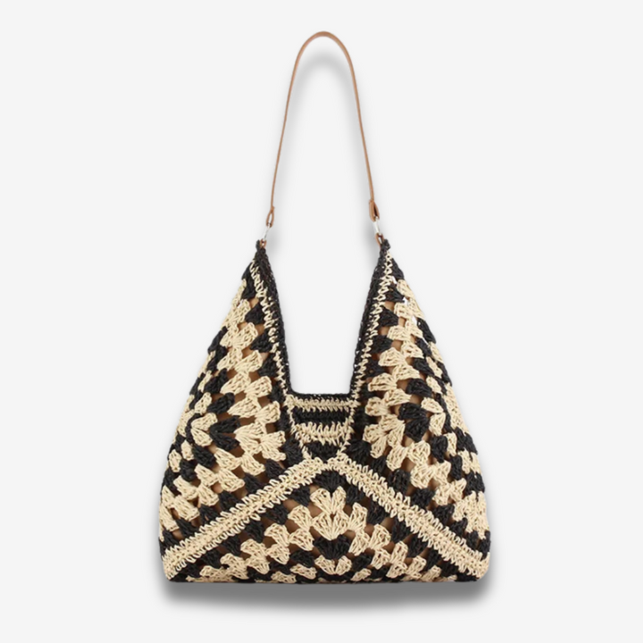 Malaga | Handgewebte Stroh-Bohème-Tasche