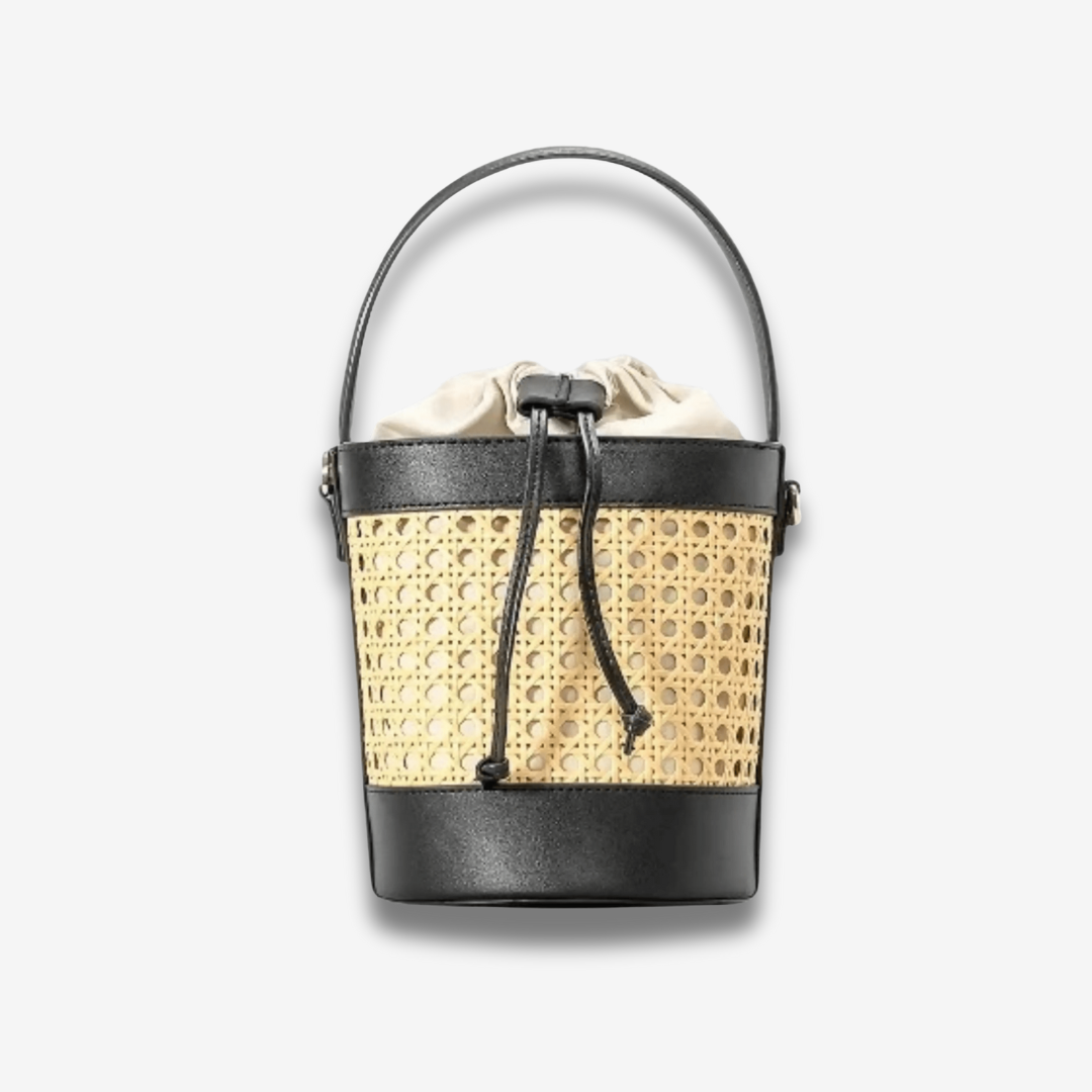 Agadir | Rattan‑Bucket‑Bag aus Leder