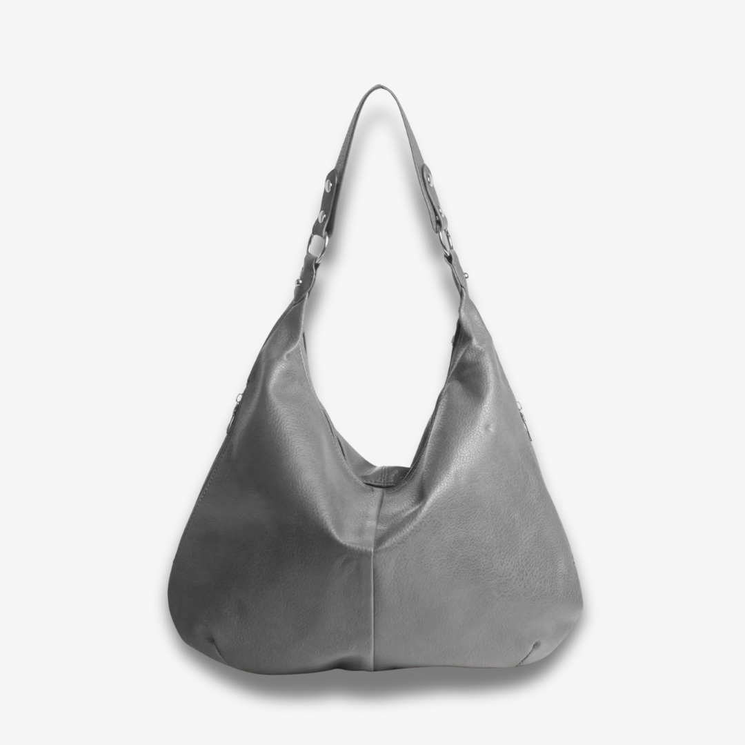 Teresina | Schlichte schwarze Leder‑Hobo‑Bag