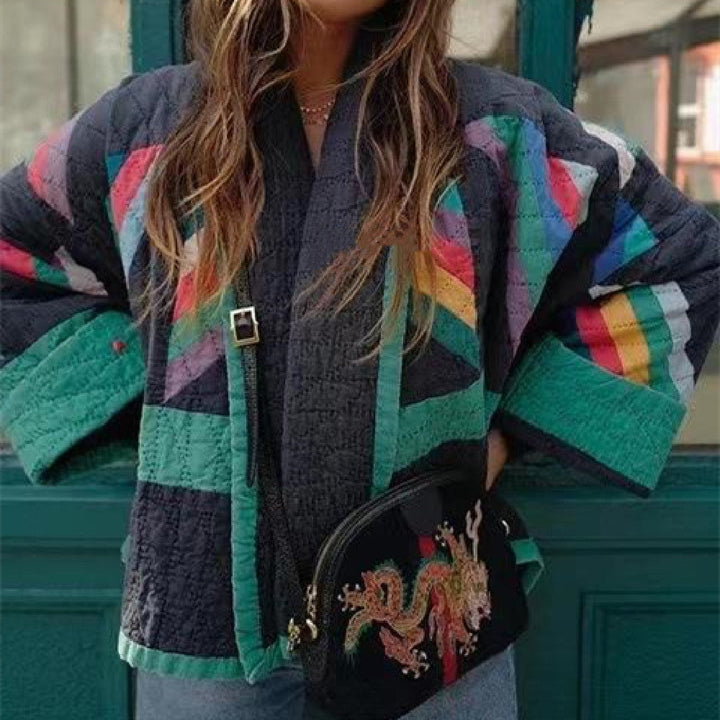 Irivienne | Retro Patchwork Mantel Damen