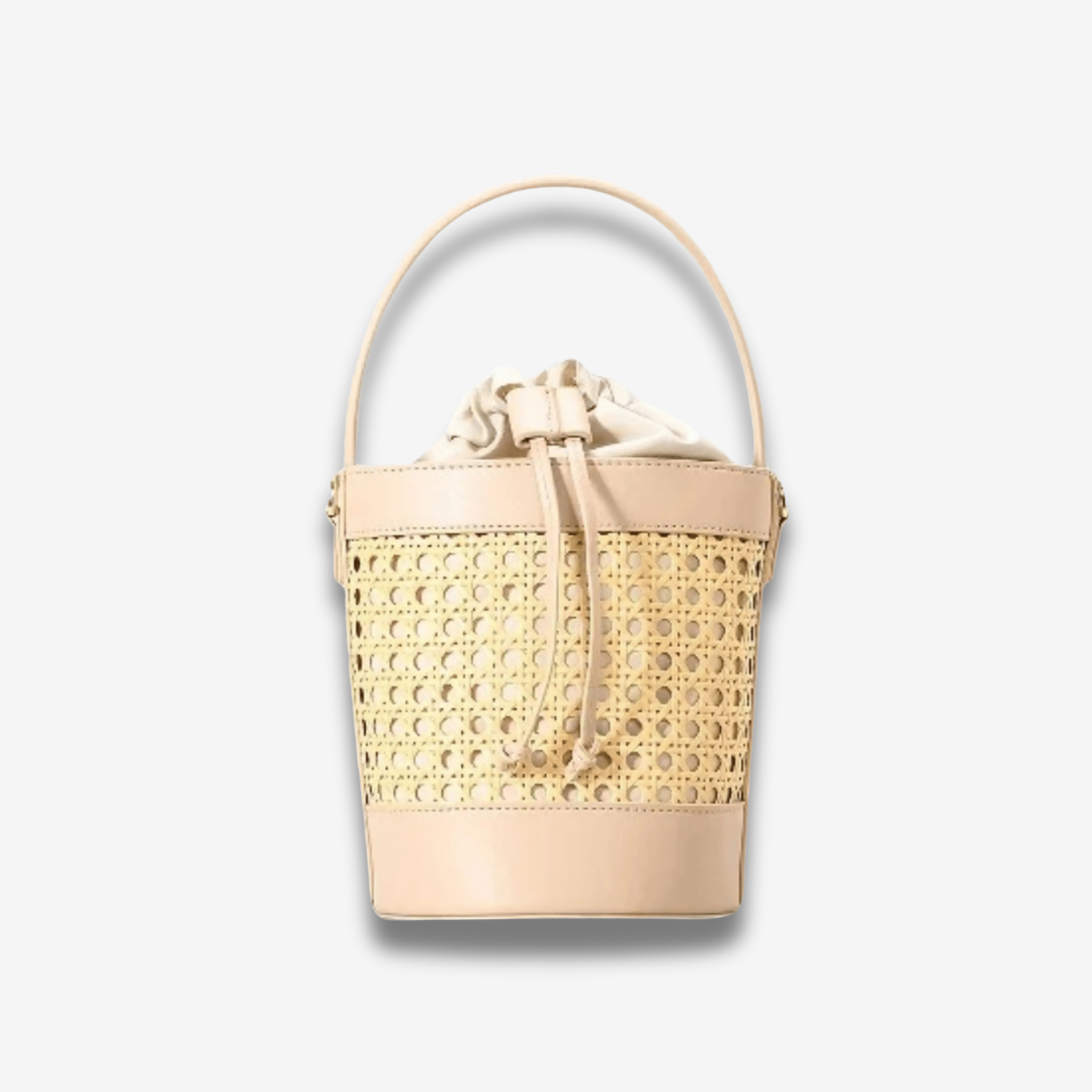 Agadir | Rattan‑Bucket‑Bag aus Leder