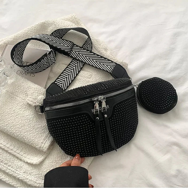 Cali | Glitzernde Strass‑Schultertasche