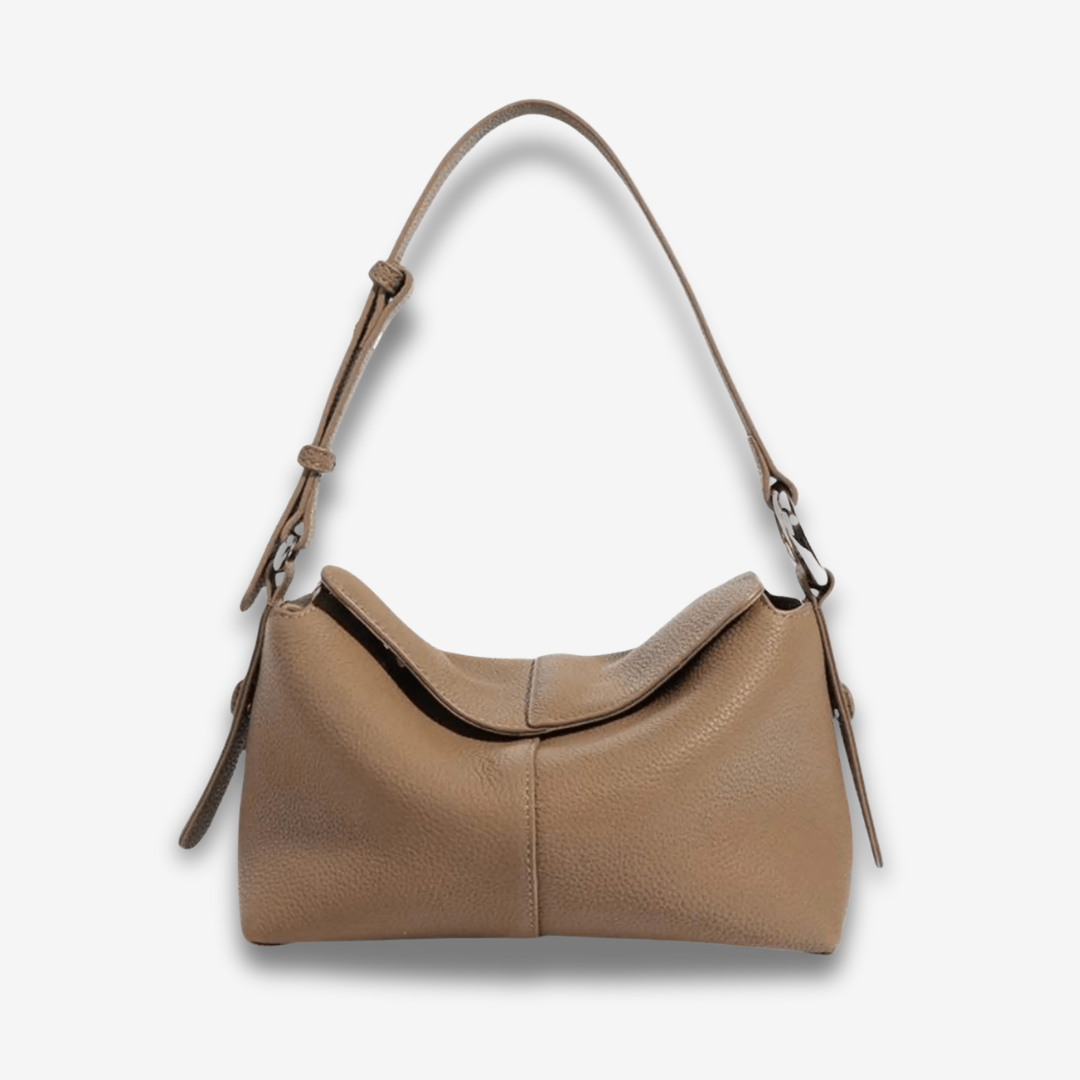 Hsinchu | Taupe Leder Schultertasche