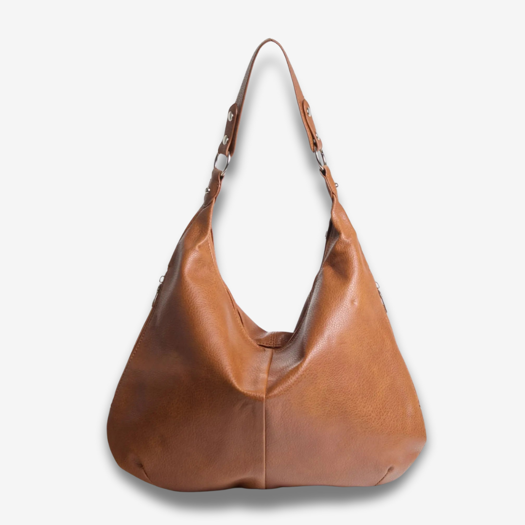 Teresina | Schlichte schwarze Leder‑Hobo‑Bag