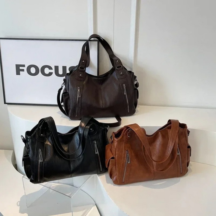 Kotor | Klassische Lederschultertasche mit Reißverschluss