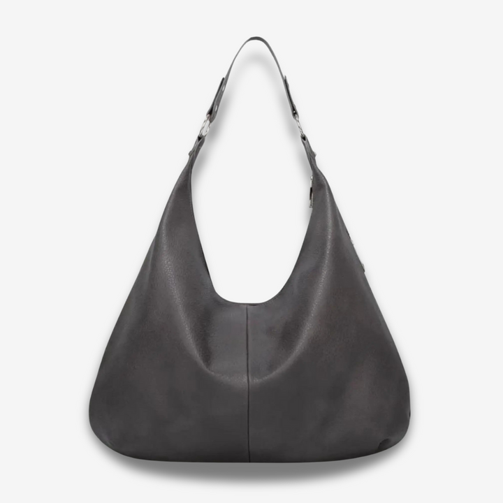 Teresina | Schlichte schwarze Leder‑Hobo‑Bag