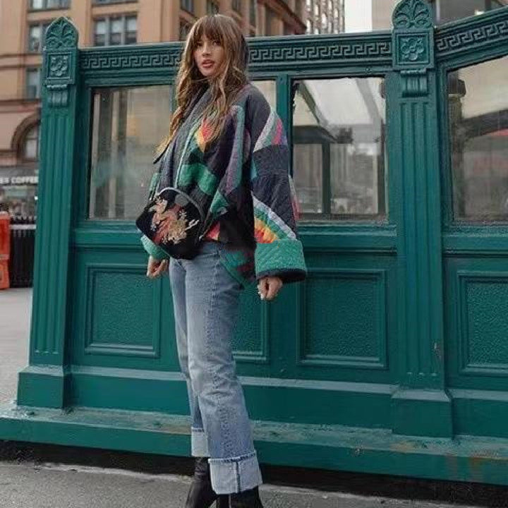 Irivienne | Retro Patchwork Mantel Damen