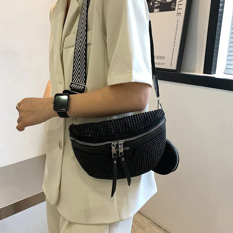 Cali | Glitzernde Strass‑Schultertasche