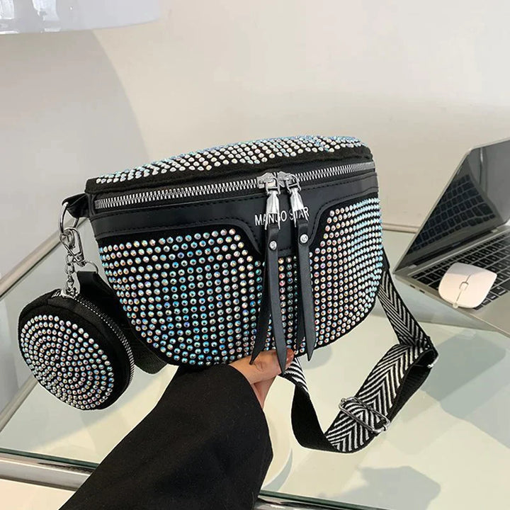 Cali | Glitzernde Strass‑Schultertasche