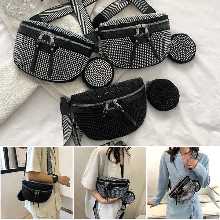 Cali | Glitzernde Strass‑Schultertasche