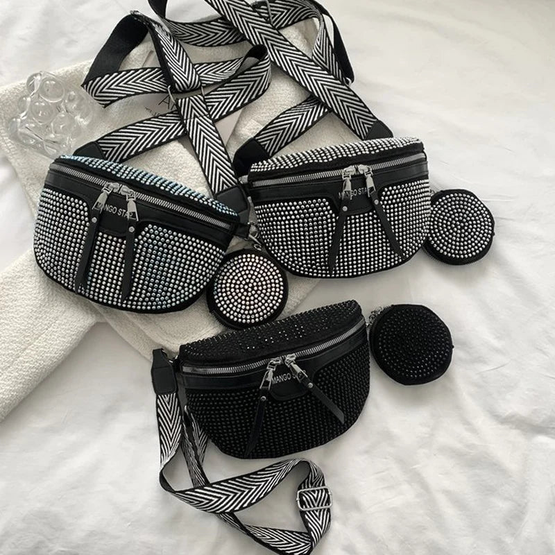 Cali | Glitzernde Strass‑Schultertasche