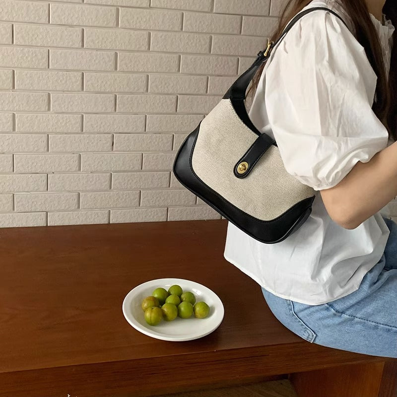 Jerusalem | Zweifarbige Schultertasche mit Drehverschluss