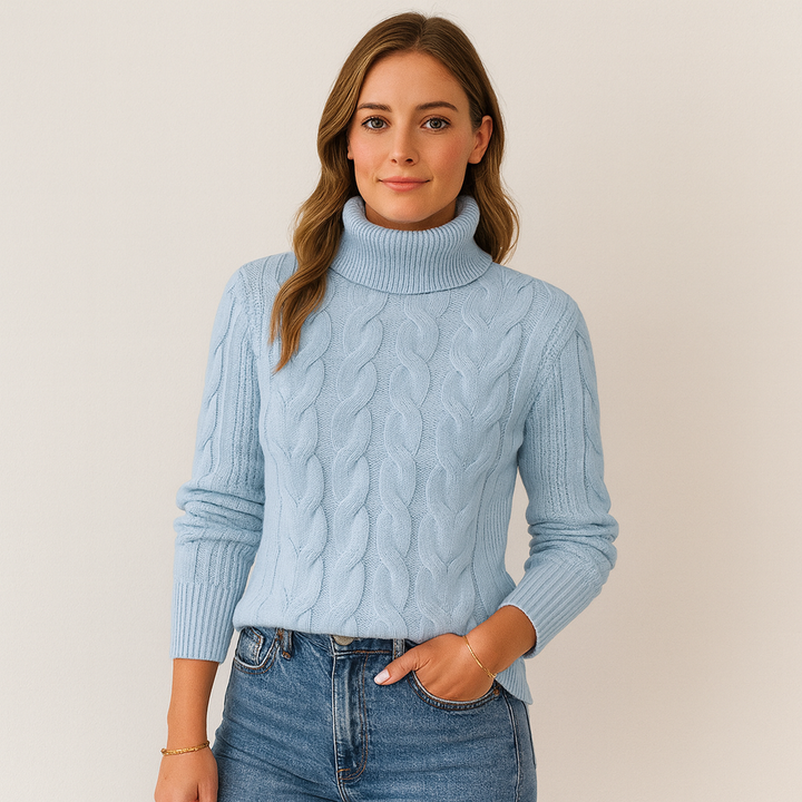 Olivara | Elegante Kabelstrick Rollkragenpullover Damen