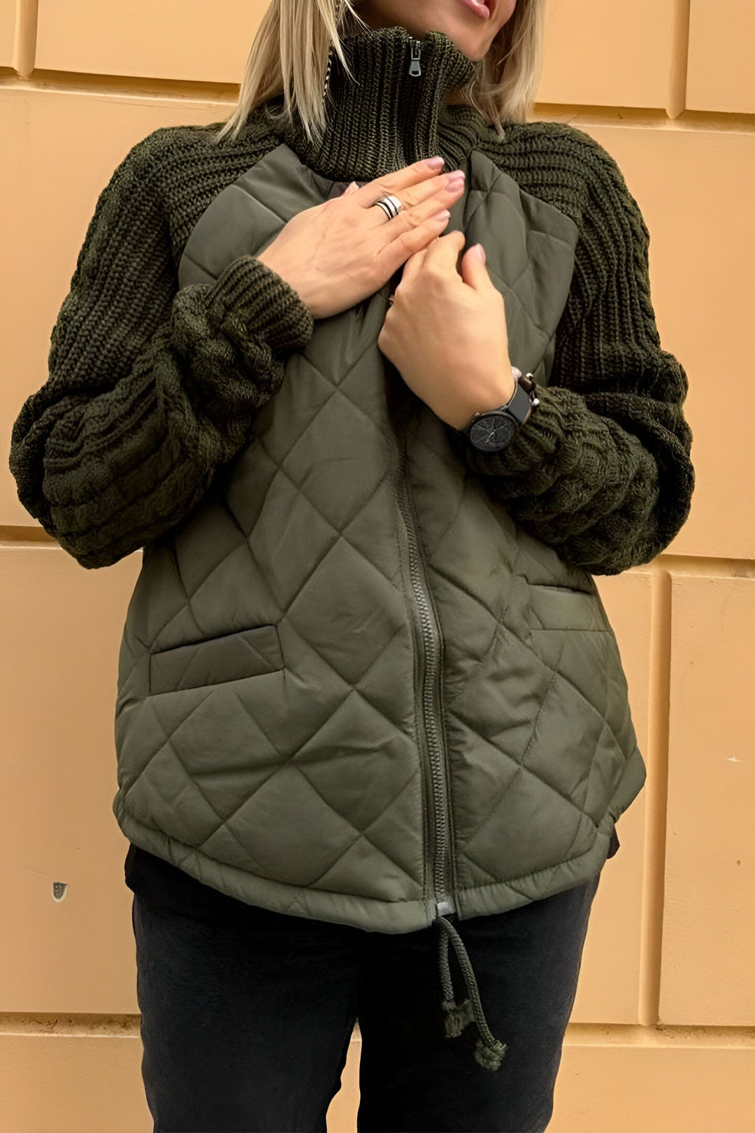 Auriellea | Patchwork Strickjacke mit Reißverschluss