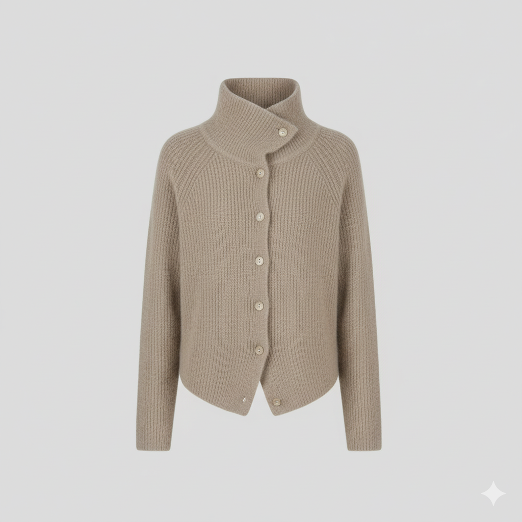 Merle | Klassische Strickjacke mit Rollkragen für Frauen