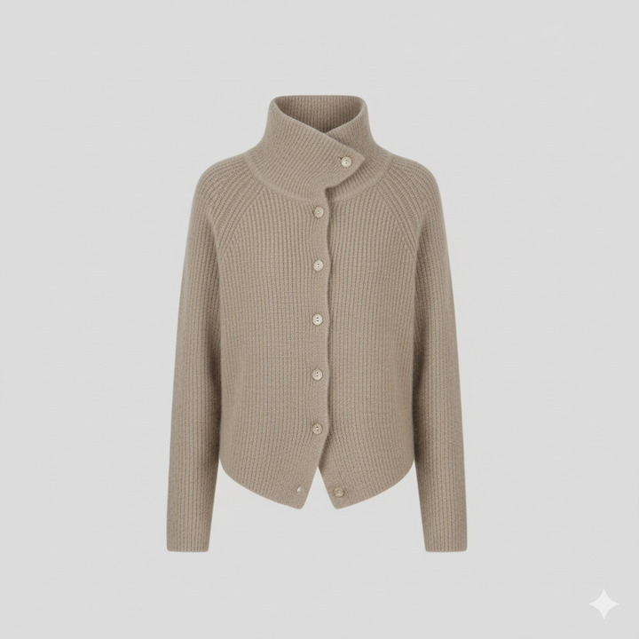 Merle | Klassische Strickjacke mit Rollkragen für Frauen