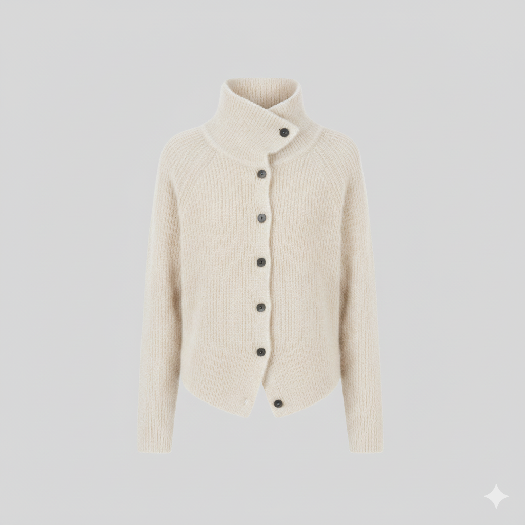 Merle | Klassische Strickjacke mit Rollkragen für Frauen