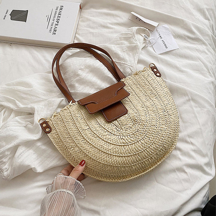 Denver | Stroh‑Tote mit Lederdetails