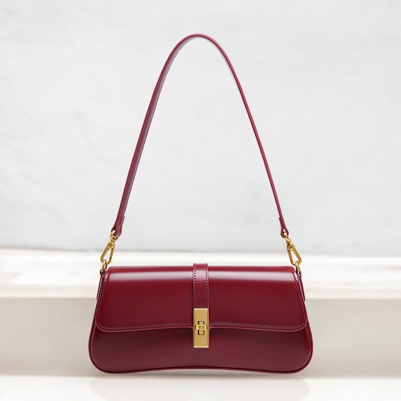 Lindi | Elegante Baguette-Ledertasche mit Schloss