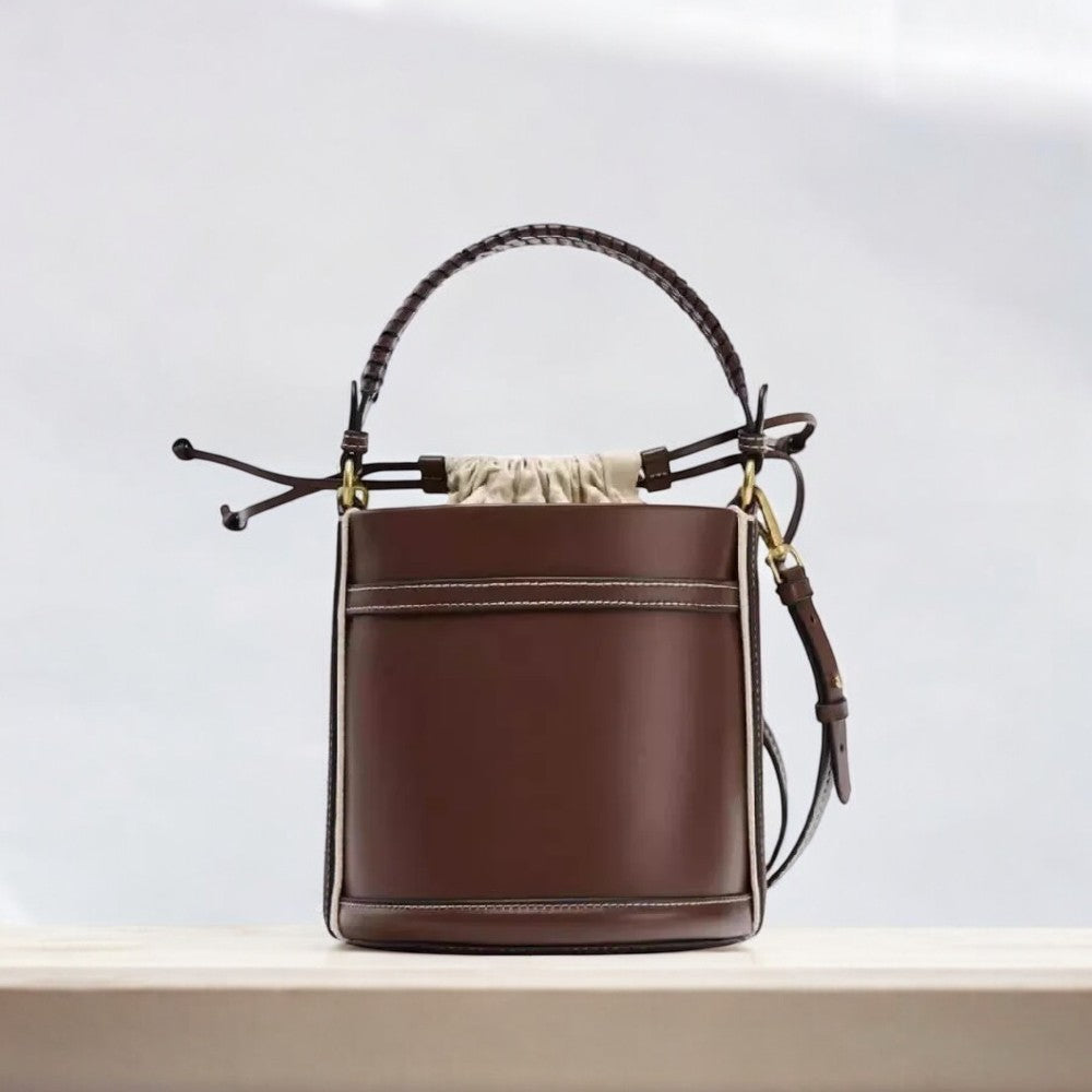 Ahvaz | braune Bucket Bag mit Kordelzug