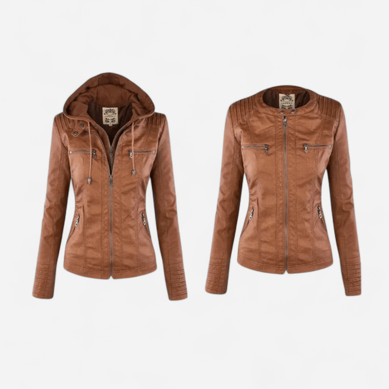 Coralyra | Elegante Lederjacke mit Kapuze