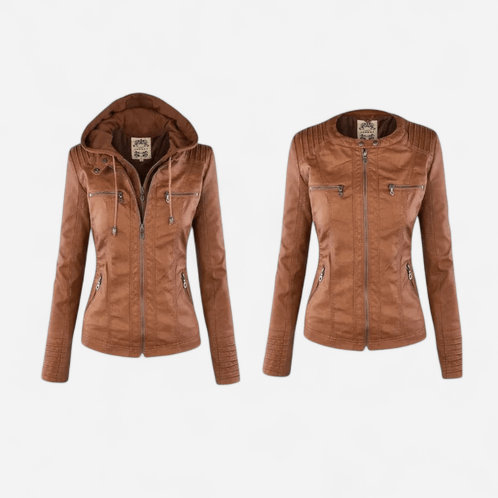 Coralyra | Elegante Lederjacke mit Kapuze