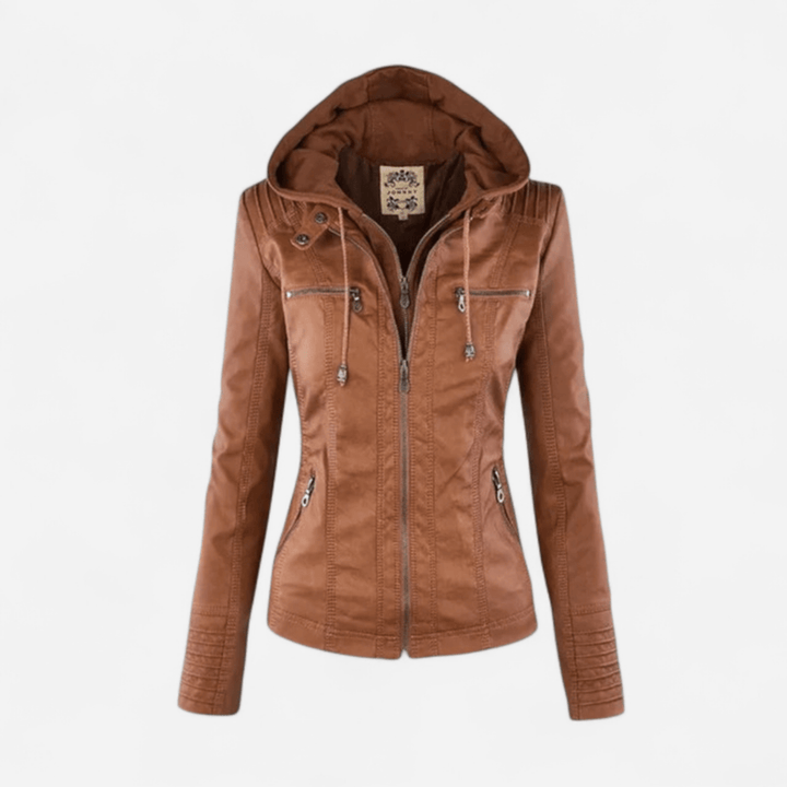 Coralyra | Elegante Lederjacke mit Kapuze