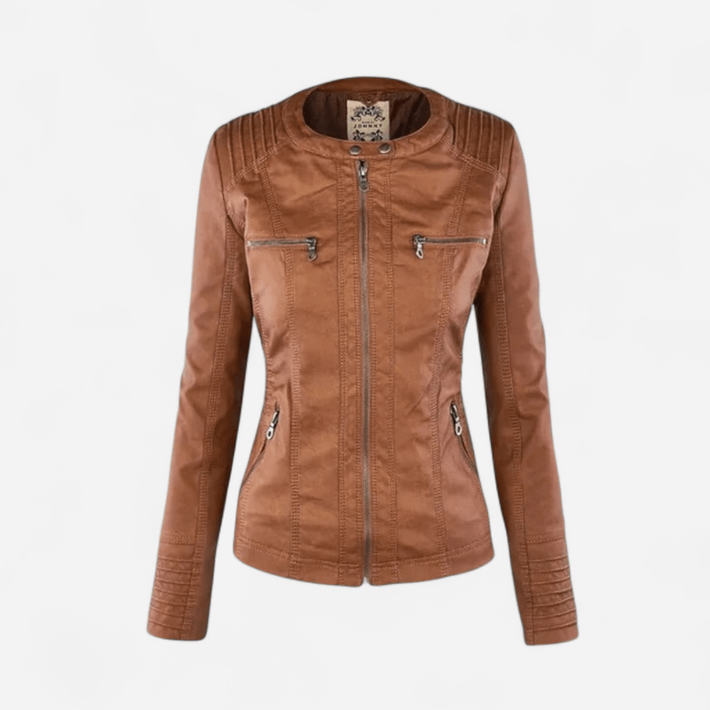 Coralyra | Elegante Lederjacke mit Kapuze